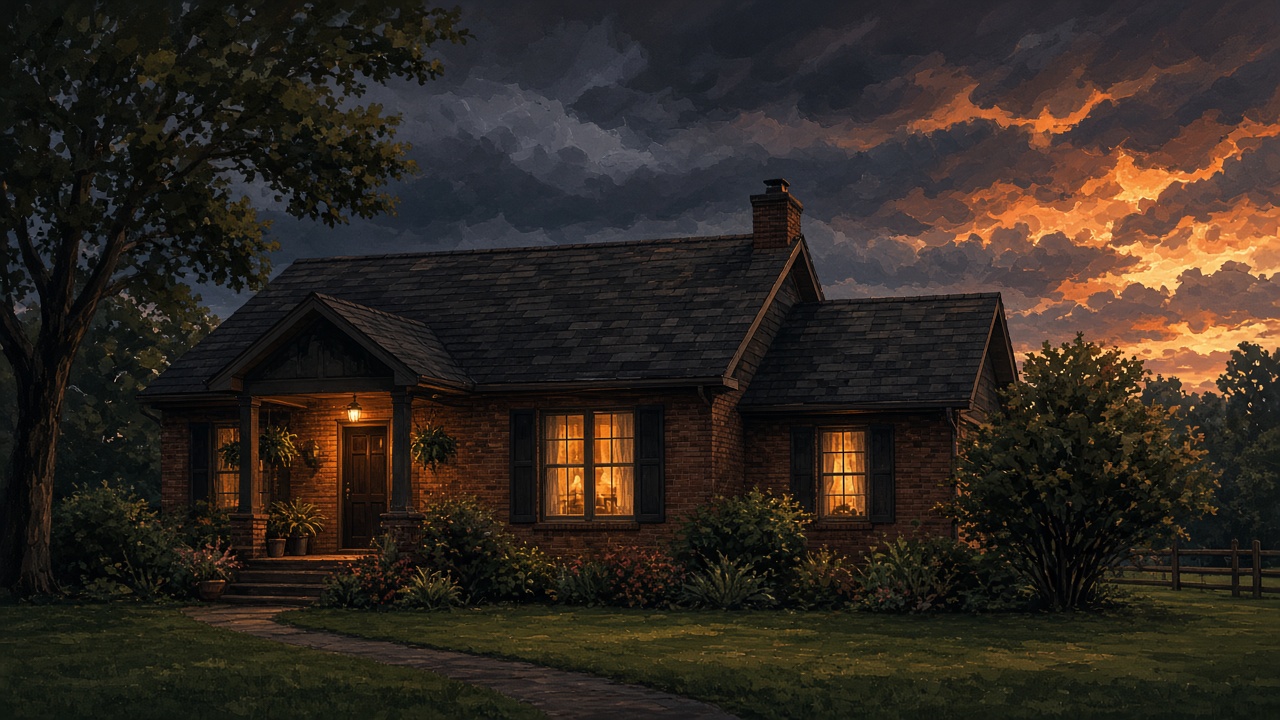 Home under stormy Alabama sky with solid roof lines