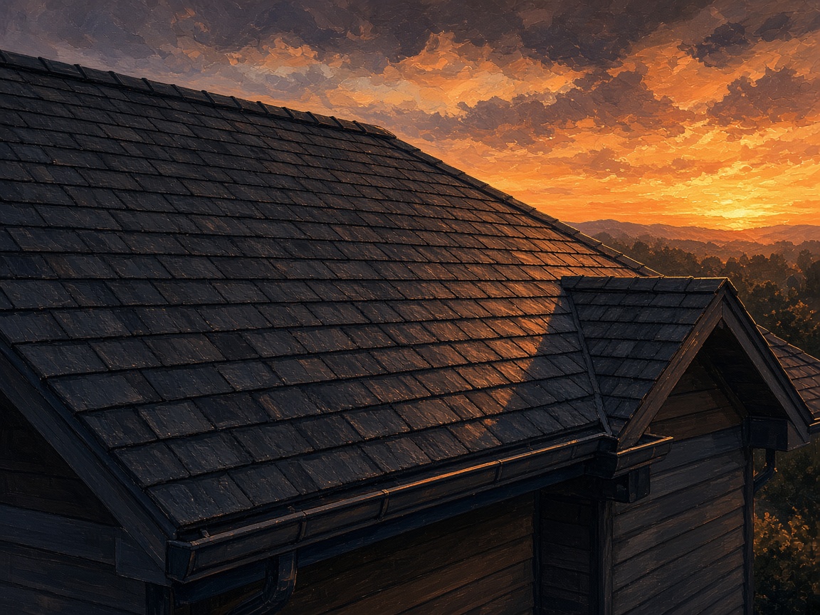 Illustration of a completed residential roof replacement